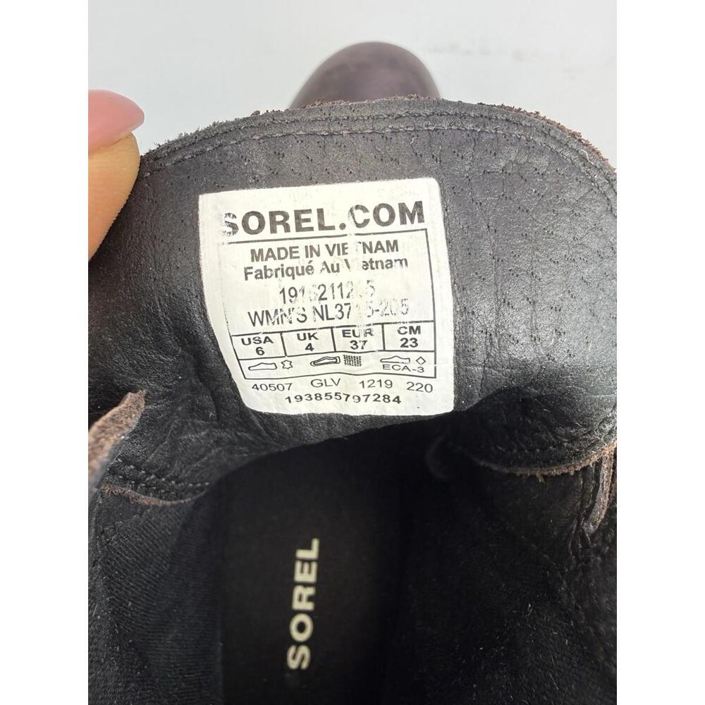 Sorel Cate Lace Bootie Dark Brown Leather Ankle Boots Block Heel Sz 6 Heritage - Picture 8 of 9